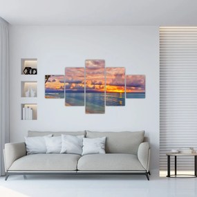 Obraz - Zachód słońca na plaży (125x70 cm)