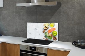 Szkło do Kuchni na Ścianę Zdrowy Posiłek z Łososiem i Orzechami