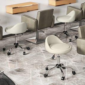 HOMCOM Hoker roboczy, obrotowy hoker, regulowane siedzisko, 50 cm x 50 cm x 83 cm, Biały