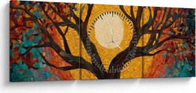 Obraz - Słońce w koronie drzewa życia (z zegarem) (90x30 cm)