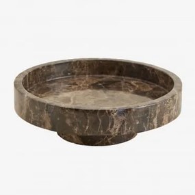 Okrągła Taca Na Drobiazgi Ø25 Cm Z Naturalnego Kamienia Kevara Brązowy Marmur Emperador - Sklum