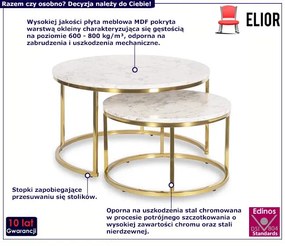 Zestaw 2 okrągłych stolików kawowych glamour - Vido