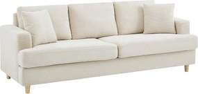 Kanapa 3-osobowa z beżowego weluru sztruksowego YOCABA