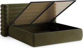 Zielone tapicerowane łóżko dwuosobowe ze schowkiem ze stelażem 180x200 cm Mount – Micadoni