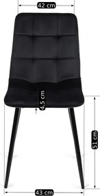 Zestaw Stół Rozkładany SAMER 120-160 cm Dąb/Czarny i 4 Krzesła Tapicerowane PERU Czarne