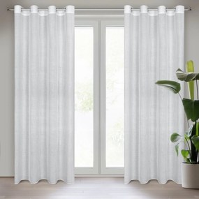 Delikatna biała zasłona Cindy o naturalnym, płóciennym splocie w rozmiarze 140×250 cm