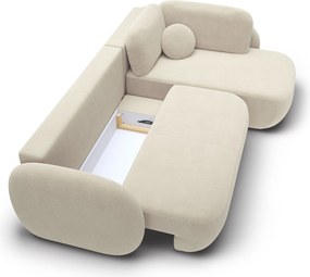 Masseno Narożnik AMICO z funkcją spania i pojemnikiem na pościel Narozniki L, Rozkładana sofa - Beżowy, EGON 26