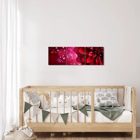 Obraz czerwonego kwiatu (z zegarem) (90x30 cm)