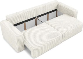 Kremowa sztruksowa rozkładana/ze schowkiem sofa 252 cm Kona – Makamii