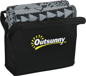 Outsunny Dywan zewnętrzny odwracalny, wodoodporny, geometryczny, 182x274cm, Czarny/Szary