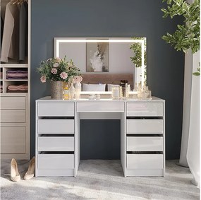 Stół toaletowy biały/biały wysoki połysk 128.2x50.1x76 sherry