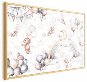 Plakat Misie w przestworzach 30x21 cm z ramą złotą bez marginesu ARTGEIST B