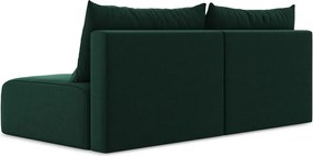 Ciemnozielona aksamitna rozkładana/ze schowkiem sofa 216 cm Kalena – Makamii