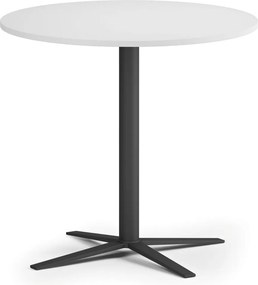 Stolik kawowy AURA, średnica 60 cm, czarna podstawa, biały