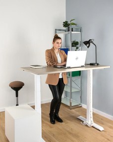 Biurko do pracy z regulacją wysokości Fighter Single Desk beżowy/biały 140x70 cm