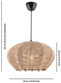 Żyrandol wiszący Jute Ellipse, kremowy