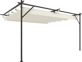 Outsunny Zadaszenie tarasowe Pergola ok. 4x3m z regulowanym dachem, montaż ścienny UV30+, kremowobiały | Aosom PL