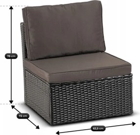 Zestaw Mebli Ogrodowych CALIENTE Modułowy Sofa 2x Fotel Stolik Tarasowy Czarny/Brązowy Technorattan Nowoczesny