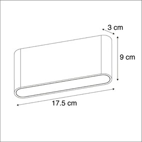 Zewnetrzna Zestaw 2 zewnętrznych kinkietów ciemnoszarych 17,5 cm z diodami LED - Batt Nowoczesny Oswietlenie zewnetrzne