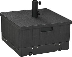Outsunny Stojak pod parasol 3 w 1, Stolik boczny, Skrzynka na kwiaty, do 80 kg piasku, odporny na warunki pogodowe, Czarny