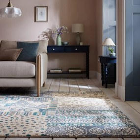 Niebiesko-beżowy wełniany dywan tkany ręcznie 120x170 cm Eloise Patchwork – Flair Rugs