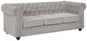 Kanapa 3-osobowa i 2 fotele z szarej tkaniny CHESTERFIELD