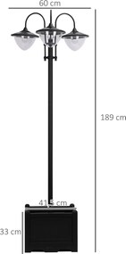 Outsunny Lampa solarna ogrodowa z donicą 3 głowice wodoodporna oświetlenie zewnętrzne | Aosom PL