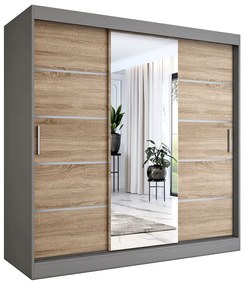 Szafa przesuwna 200 cm antracyt + dąb sonoma - Marmos 6X