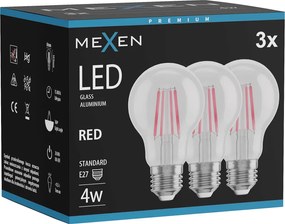 Mexen Vintis 3x żarówka filament LED E27, A60, 4W, 55 lm, red - L150-E27-04XX-45x03