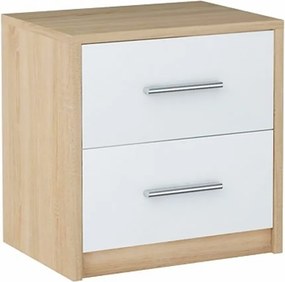 Minimalistyczna szafka nocna dąb sonoma + biały C8-S17