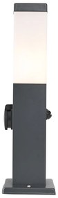 Zewnetrzna Lampa zewnętrzna ciemnoszara ze szkłem opalowym 45 cm IP44 z gniazdem i czujnikiem ruchu - Malios Nowoczesny Oswietlenie zewnetrzne