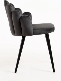 Zestaw 4 Krzese Hand Aksamitne Czarne Nogi