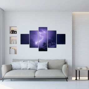 Obraz - fioletowe niebo i błyskawica (125x70 cm)