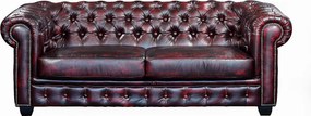 Komplet wypoczynkowy typu chesterfield 3+2+1 BRENTON 100% skóry bawolej - Kolor: cherry