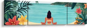 Obraz - Joginka na plaży (170x50 cm)
