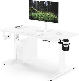 Biurko elektryczne z regulacją wysokości ergonomiczne białe,1200x600 mm: ARIA