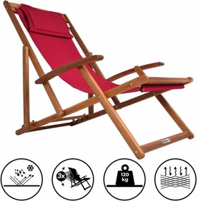 Leżak ogrodowy SIENA, 65x87x102cm, czerwona Casaria