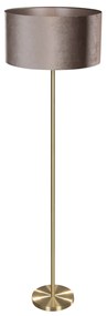 Lampa podłogowa mosiężna z welurowym abażurem taupe 50cm - Simplo
