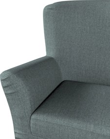 Pokrowiec na fotel Tomelilla wysoki z zakładkami kolor niebieski tkanina strukturalna