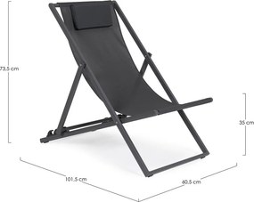 Antracytowy metalowy leżak ogrodowy Taylor – Bizzotto