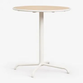 Okrągły Stół Ogrodowy Ø65 Cm Ze Stali I Drewna Akacjowego Tilda Gardenia Biel - Sklum