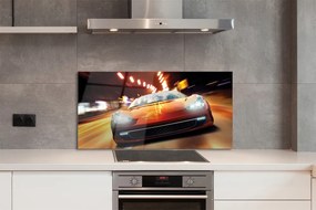 Panel szklany do Kuchni Sportowe Auto w Nocnym Mieście