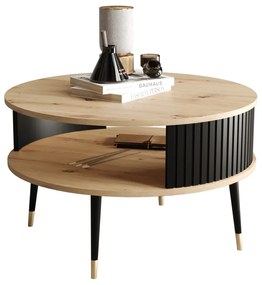Okrągły nowoczesny stolik kawowy dąb artisan - Furios 3X