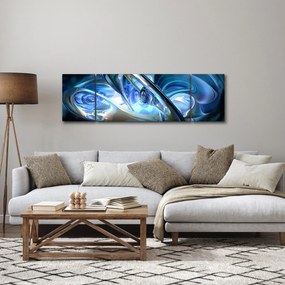 Obraz niebieskich fraktali (170x50 cm)