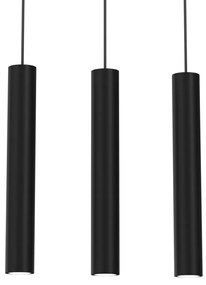 Lampa wisząca HUDSON BLACK 3xGU10, czarna, potrójna, tuba, na listwie
