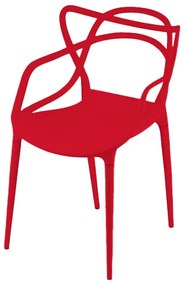 Zestaw 4 czerwonych plastikowych krzeseł KATO