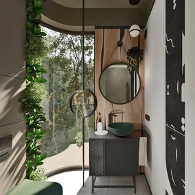 Umywalka ceramiczna nablatowa okrągła zielona 38 cm MOLIS GREEN