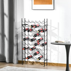 Homcom Stojak na wino metalowy Czarny 63x205x118cm elegancki regał na kolekcję win | Aosom PL