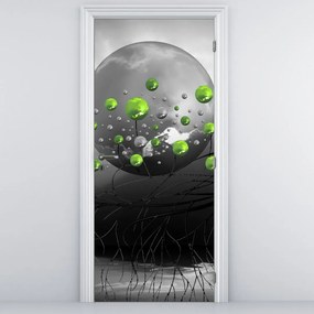 Fototapeta na drzwi - Zielona abstrakcyjna kula (95x205cm)