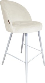 Hoker TRIX krzesło barowe tkanina Welur podstawa metalowa : Kolor nogi - Biały stożek, Kolor tkaniny - VELVET - MG50, Typ siedziska - Siedzisko stałe